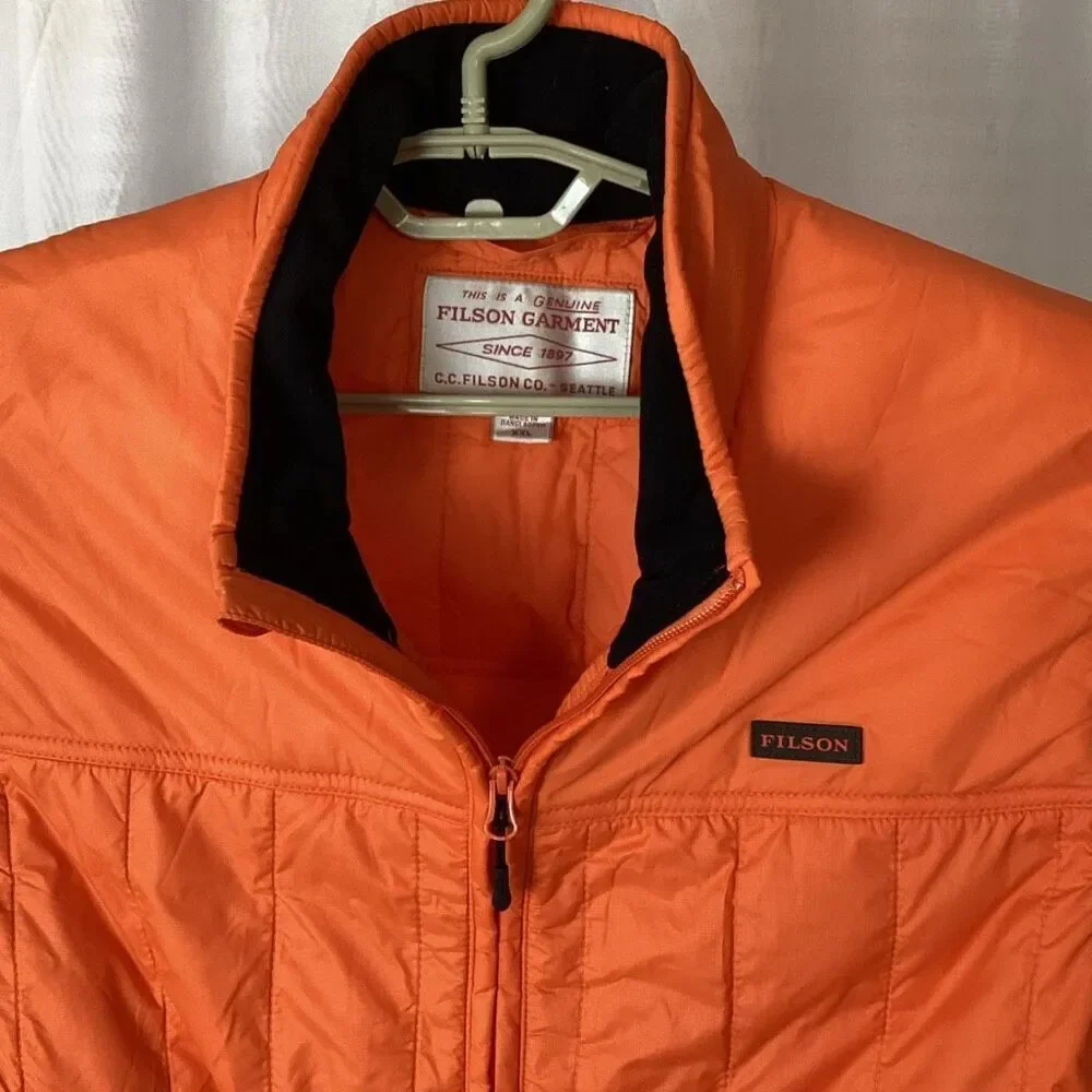 Filson Ultralight Vest Lightweight Quilted Flame Orange Sz XXL Hunting Primaloft